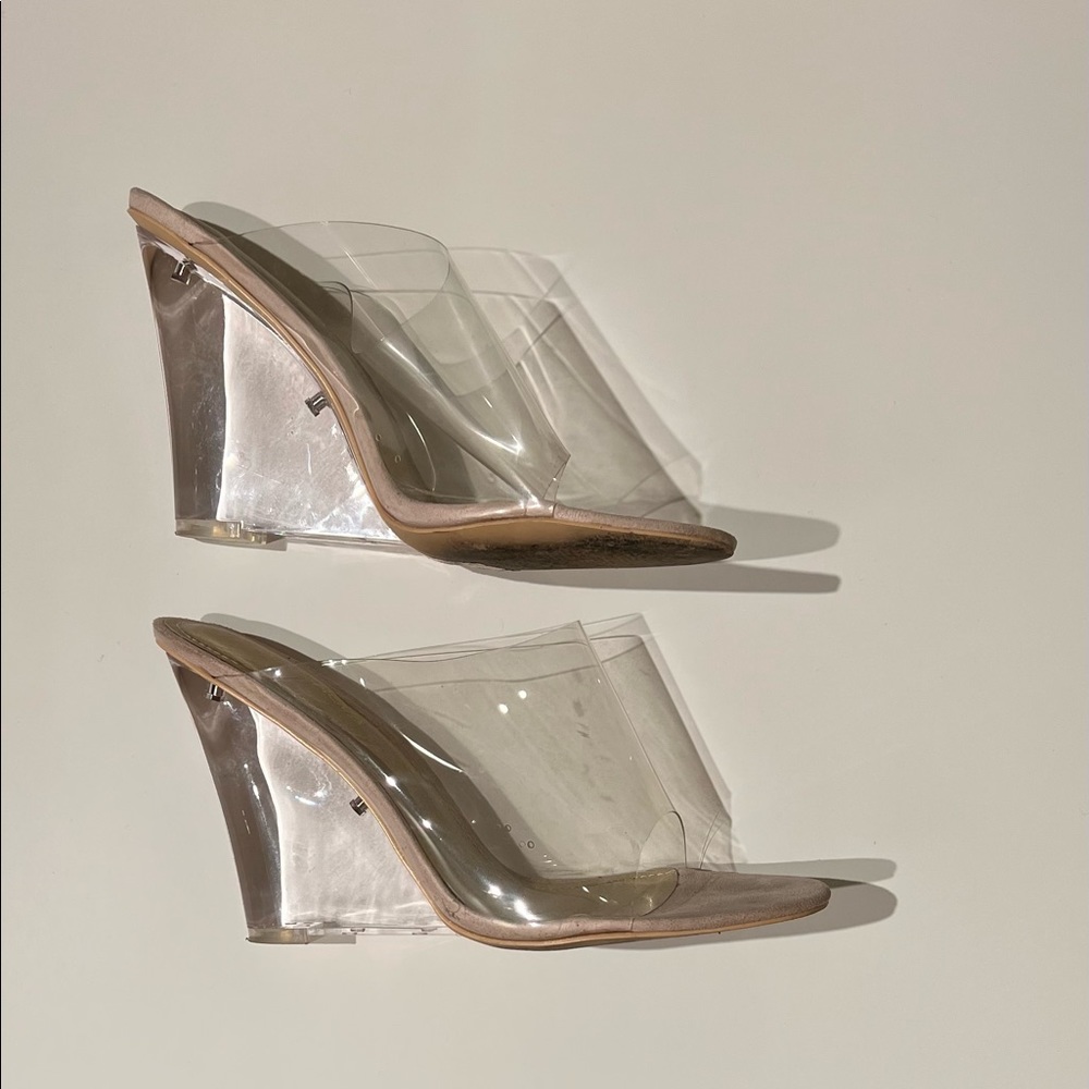 Clear Perspex Wedge mules